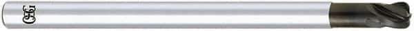 OSG - 4mm, 4 Flute, Single End, Solid Carbide, 0.5mm Corner Radius End Mill - 75mm OAL, 30° Helix, Right Hand Flute, 4mm LOC, Right Hand Cut, - Apex Tool & Supply
