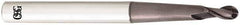 OSG - 1/8" Diam, 0.225" LOC, 2 Flute Solid Carbide Ball End Mill - TiAlN Finish, Single End, 3" OAL, 1/4" Shank Diam, Spiral Flute - Apex Tool & Supply