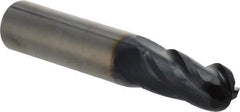 OSG - 29/64" Diam, 1" LOC, 4 Flute Solid Carbide Ball End Mill - TiAlN Finish, Single End, 3" OAL, 1/2" Shank Diam, Spiral Flute - Apex Tool & Supply