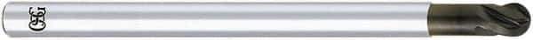OSG - 3/32" Diam, 3/32" LOC, 4 Flute Solid Carbide Ball End Mill - Diamond Finish, Single End, 3" OAL, 3/32" Shank Diam, Spiral Flute - Apex Tool & Supply