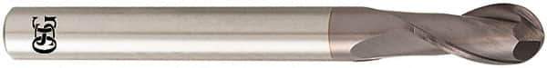 OSG - 3.5mm Diam, 8mm LOC, 2 Flute Solid Carbide Ball End Mill - TiAlN Finish, Single End, 70mm OAL, 6mm Shank Diam, Spiral Flute - Apex Tool & Supply