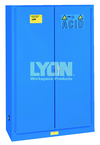 Acid Storage Cabinet - #5544 - 43 x 18 x 65" - 45 Gallon - w/2 shelves, three poly trays, 2-door manual close - Blue Only - Apex Tool & Supply