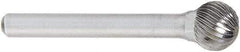 OSG - 3/8" Cut Diam, 1/4" Shank Diam, Ball Head Fluted Cut Burr - Carbide, 3/8" LOC, 6" OAL - Apex Tool & Supply