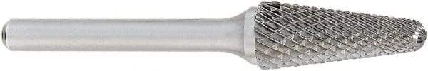 OSG - 3/8" Cut Diam, 1/4" Shank Diam, Taper Head Burr - Carbide, Radius End, 1-1/16" LOC, 6" OAL - Apex Tool & Supply