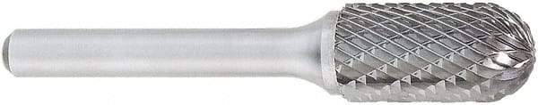 OSG - 3/8" Cut Diam, 1/4" Shank Diam, Cylinder with Radius Head Burr - Carbide, Radius End, 3/4" LOC, 6" OAL - Apex Tool & Supply
