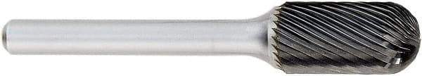 OSG - 12mm Cut Diam, 6mm Shank Diam, Cylinder with Radius Head Fluted Cut Burr - Carbide, Radius End, 25mm LOC, 152mm OAL - Apex Tool & Supply