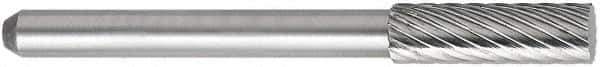 OSG - 5/32" Cut Diam, 1/8" Shank Diam, Cylinder Head Fluted Cut Burr - Carbide, Flat End, 1/2" LOC, 1-1/2" OAL - Apex Tool & Supply