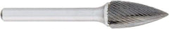 OSG - 5/8" Cut Diam, 1/4" Shank Diam, Tree Head Fluted Cut Burr - Carbide, Point End, 1" LOC, 2" OAL - Apex Tool & Supply