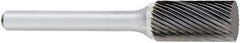 OSG - 5/8" Cut Diam, 1/4" Shank Diam, Cylinder Head Fluted Cut Burr - Carbide, Flat End, 1" LOC, 2" OAL - Apex Tool & Supply