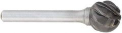 OSG - 5/8" Cut Diam, 1/4" Shank Diam, Ball Head Fluted Cut Burr - Carbide, 5/8" LOC, 2" OAL - Apex Tool & Supply
