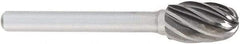 OSG - 3/8" Cut Diam, 1/4" Shank Diam, Oval Head Fluted Cut Burr - Carbide, Radius End, 5/8" LOC, 2" OAL - Apex Tool & Supply