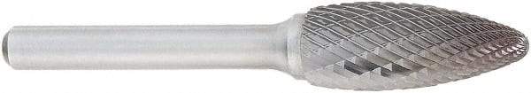 OSG - 5/8" Cut Diam, 1/4" Shank Diam, Flame Head Burr - Carbide, Radius End, 1-7/16" LOC, 2" OAL - Apex Tool & Supply