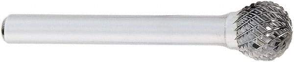 OSG - 5/8" Cut Diam, 1/4" Shank Diam, Ball Head Burr - Carbide, 5/8" LOC, 2" OAL - Apex Tool & Supply
