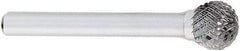 OSG - 5/8" Cut Diam, 1/4" Shank Diam, Ball Head Burr - Carbide, 5/8" LOC, 2" OAL - Apex Tool & Supply