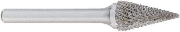OSG - 1/4" Cut Diam, 1/4" Shank Diam, Cone Head Burr - Carbide, Point End, 1/2" LOC, 2" OAL - Apex Tool & Supply
