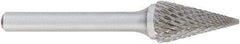 OSG - 1/4" Cut Diam, 1/4" Shank Diam, Cone Head Burr - Carbide, Point End, 1/2" LOC, 2" OAL - Apex Tool & Supply