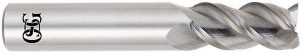 OSG - 1", 1-1/2" LOC, 1" Shank Diam, 4" OAL, 3 Flute, Solid Carbide Square End Mill - Single End, Uncoated, Spiral Flute, 45° Helix, Centercutting, Right Hand Cut, Right Hand Flute, Series 445 - Apex Tool & Supply