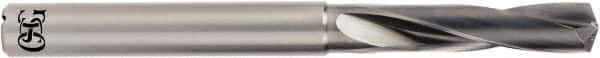 OSG - 1/4" 140° Spiral Flute Solid Carbide Screw Machine Drill Bit - WXS Finish, Right Hand Cut, 33mm Flute Length, 83mm OAL, Standard Point, Straight Shank, Through Coolant - Apex Tool & Supply