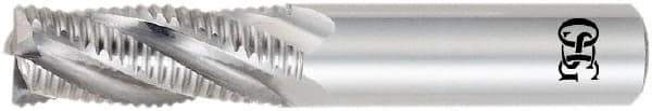 OSG - 12mm Diam, 25mm LOC, 4 Flute Solid Carbide Roughing Square End Mill - Uncoated, 76mm OAL, 12mm Shank Diam, Single End, Centercutting, 30° Helix - Apex Tool & Supply