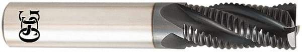 OSG - 5mm Diam, 15mm LOC, 4 Flute Solid Carbide Roughing Square End Mill - TiAlN Finish, 64mm OAL, 6mm Shank Diam, Single End, Centercutting, 30° Helix - Apex Tool & Supply