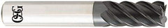 OSG - 8mm, 21mm LOC, 8mm Shank Diam, 64mm OAL, 5 Flute, Solid Carbide Square End Mill - Single End, TiAlN Finish, Spiral Flute, 45° Helix, Centercutting, Right Hand Cut, Right Hand Flute, Series HP455 - Apex Tool & Supply
