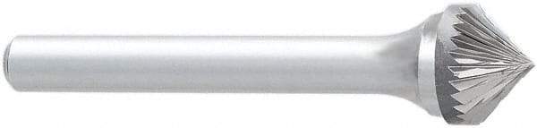 OSG - 5/8" Cut Diam, 1/4" Shank Diam, Cone Head Burr - Carbide, Point End, 2" OAL - Apex Tool & Supply
