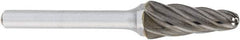 OSG - 5/8" Cut Diam, 1/4" Shank Diam, Taper Head Fluted Cut Burr - Carbide, Radius End, 1-5/16" LOC, 2" OAL - Apex Tool & Supply