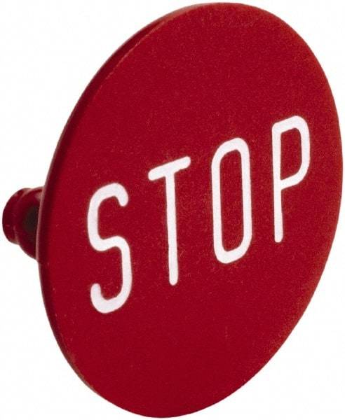 Square D - Legend Insert - Stop - Red Background, White Letters, 30mm Hole Diameter - Apex Tool & Supply