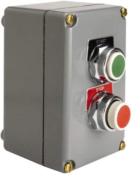 Square D - 2 Operator, Pushbutton Control Station - Start-Stop (Legend), Maintained Switch, NO/NC Contact, NEMA 1, 13, 3, 4 - Apex Tool & Supply