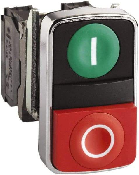 Square D - 0.87 Inch Mount Hole, Flush, Pushbutton Switch Only - Rectangle, Green and Red Pushbutton, Illuminated, Momentary (MO), Shock and Vibration Resistant - Apex Tool & Supply