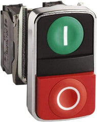 Square D - 0.87 Inch Mount Hole, Flush, Pushbutton Switch Only - Rectangle, Green and Red Pushbutton, Illuminated, Momentary (MO), Shock and Vibration Resistant - Apex Tool & Supply