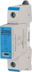 Cooper Bussmann - 1 Pole, 1 Phase, 10 kA Nominal Current, 90mm Long x 18mm Wide x 65mm Deep, Thermoplastic Hardwired Surge Protector - DIN Rail Mount, 100 VDC, 75 VAC, 100 VDC, 75 VAC Operating Voltage, 40 kA Surge Protection - Apex Tool & Supply