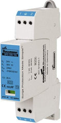 Cooper Bussmann - 2 Pole, 1 Phase, 1 kA Nominal Current, 90mm Long x 18mm Wide x 66mm Deep, Thermoplastic Hardwired Surge Protector - DIN Rail Mount, 48 VAC/VDC, 60 VAC/VDC Operating Voltage, 2 kA Surge Protection - Apex Tool & Supply