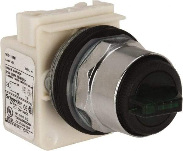 Square D - 30mm Mount Hole, 3 Position, Selector Switch Only - Green, Maintained (MA), Illuminated - Apex Tool & Supply