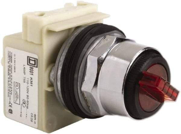 Square D - 30mm Mount Hole, 2 Position, Selector Switch Only - Red, Maintained (MA), Illuminated - Apex Tool & Supply