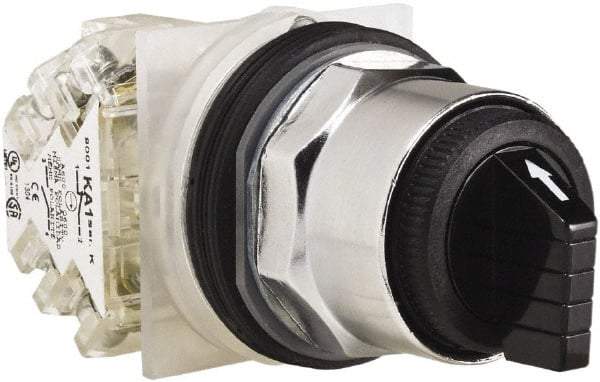 Square D - 30mm Mount Hole, 3 Position, Selector Switch Only - Black, Maintained (MA), Nonilluminated - Apex Tool & Supply