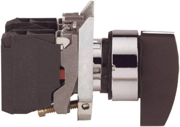 Square D - 0.87 Inch Mount Hole, 3 Position, Lever Operated, Selector Switch Only - Black, Momentary (MO), Nonilluminated, 2NO, Shock and Vibration Resistant - Apex Tool & Supply