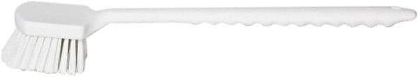 PRO-SOURCE - 1-3/4" Bristle Length, Plastic Utility Scrub Brush - 4-1/2" Long x 3-3/4" Wide Head, 20" OAL, Long Handle, White, Foam Block - Apex Tool & Supply