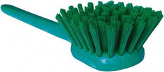 PRO-SOURCE - 1-3/4" Bristle Length, Plastic Utility Scrub Brush - 4-1/2" Long x 3-3/4" Wide Head, 20" OAL, Long Handle, Green, Foam Block - Apex Tool & Supply