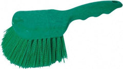 PRO-SOURCE - 1-3/4" Bristle Length, Plastic Utility Scrub Brush - 4-1/2" Long x 3-3/4" Wide Head, 8-1/2" OAL, Short Handle, Green, Foam Block - Apex Tool & Supply