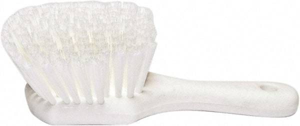 PRO-SOURCE - 1-3/4" Bristle Length, Plastic Utility Scrub Brush - 4-1/2" Long x 3-3/4" Wide Head, 8-1/2" OAL, Short Handle, White, Foam Block - Apex Tool & Supply