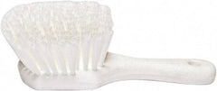 PRO-SOURCE - 1-3/4" Bristle Length, Plastic Utility Scrub Brush - 4-1/2" Long x 3-3/4" Wide Head, 8-1/2" OAL, Short Handle, White, Foam Block - Apex Tool & Supply