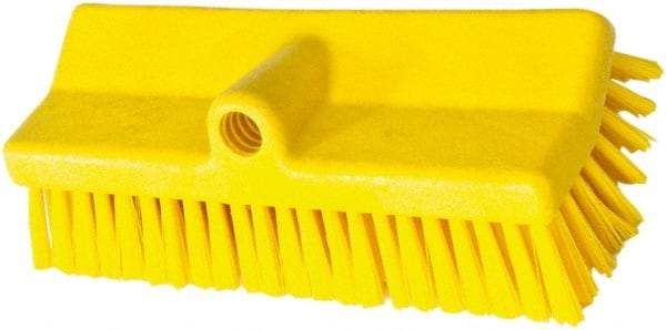 PRO-SOURCE - 1-3/4" Bristle Length, Polypropylene Food Service Brush - 10" Long x 5" Wide Head, 20" OAL, Long Handle, Yellow, Foam Block - Apex Tool & Supply
