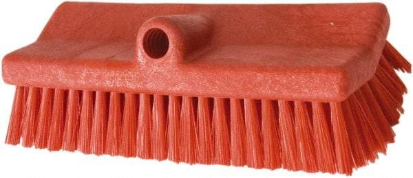 PRO-SOURCE - 1-3/4" Bristle Length, Polypropylene Food Service Brush - 10" Long x 5" Wide Head, 20" OAL, Long Handle, Red, Foam Block - Apex Tool & Supply