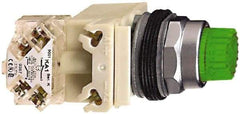 Schneider Electric - 30mm Mount Hole, Extended Straight, Pushbutton Switch - Green Pushbutton, Illuminated, Momentary (MO) - Apex Tool & Supply