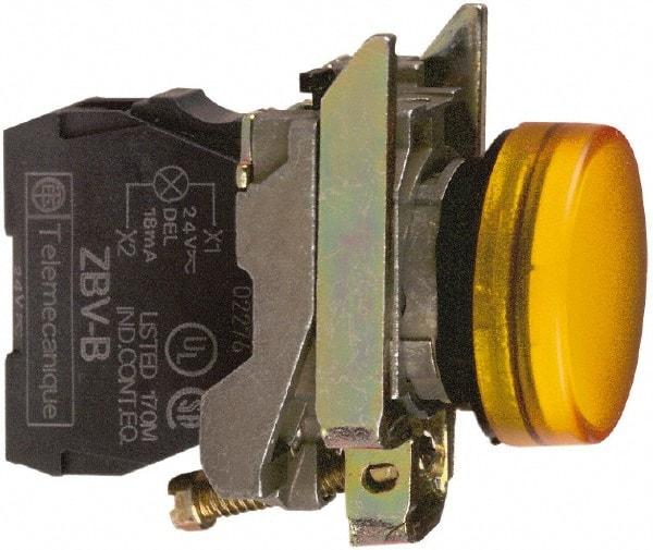 Square D - 110-120 VAC Orange Lens LED Indicating Light - Round Lens, Screw Clamp Connector, 46.5mm OAL x 30mm Wide, Shock Resistant, Vibration Resistant - Apex Tool & Supply