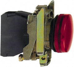 Square D - 24 VAC/VDC Red Lens LED Indicating Light - Round Lens, Screw Clamp Connector, 46.5mm OAL x 30mm Wide, Shock Resistant, Vibration Resistant - Apex Tool & Supply