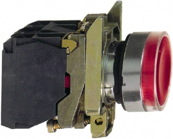 Square D - 0.87 Inch Mount Hole, Flush, Pushbutton Switch Only - Round, Red Pushbutton, Illuminated, Momentary (MO), Shock and Vibration Resistant - Apex Tool & Supply