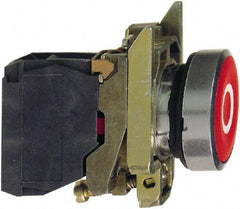 Square D - 0.87 Inch Mount Hole, Flush, Pushbutton Switch Only - Round, Red Pushbutton, Nonilluminated, Momentary (MO), Shock and Vibration Resistant - Apex Tool & Supply