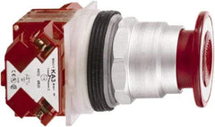 Schneider Electric - 30mm Mount Hole, Extended Mushroom Head, Pushbutton Switch with Contact Block - Round, Red Pushbutton, Maintained (MA) - Apex Tool & Supply